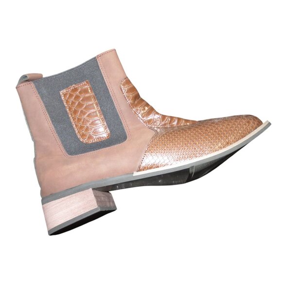 Rodeo Western Vegan Suede and Python Embossed Leather Ankle boots size 46 US 12 - Picture 6 of 10